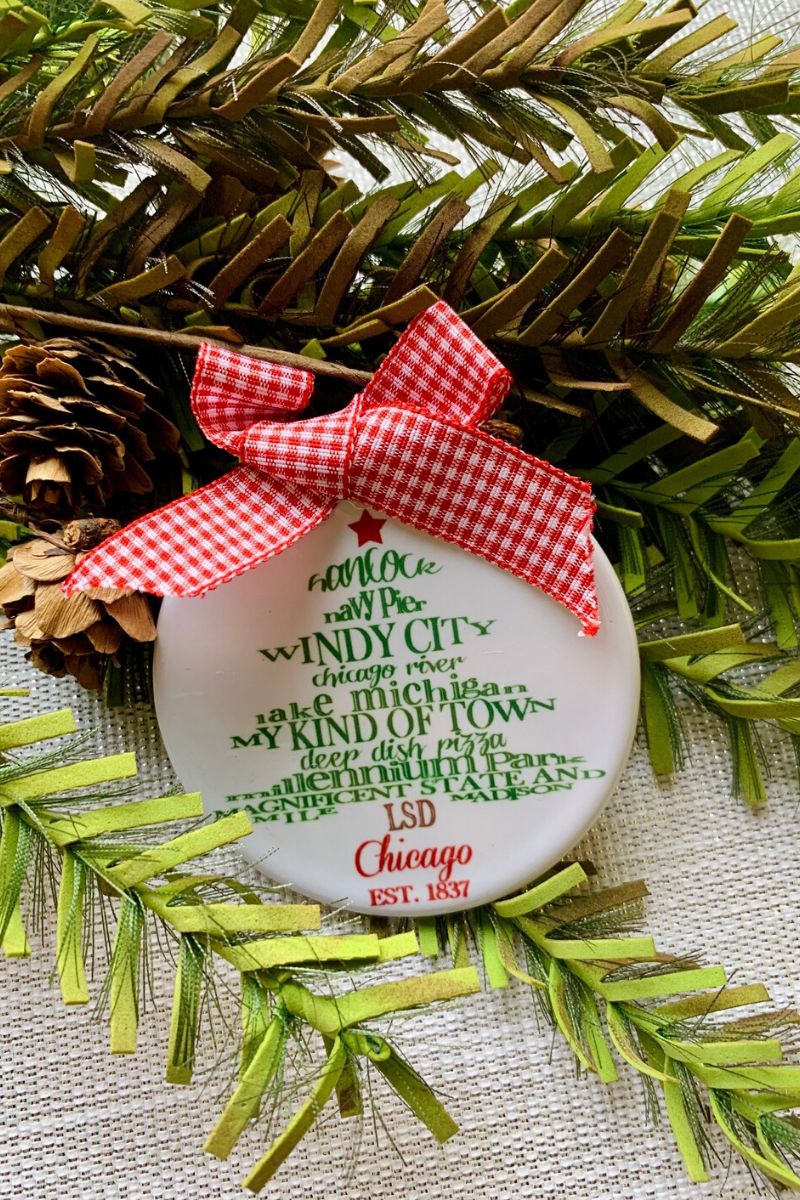 Dishique Evanston Tree Round Ornament 3"