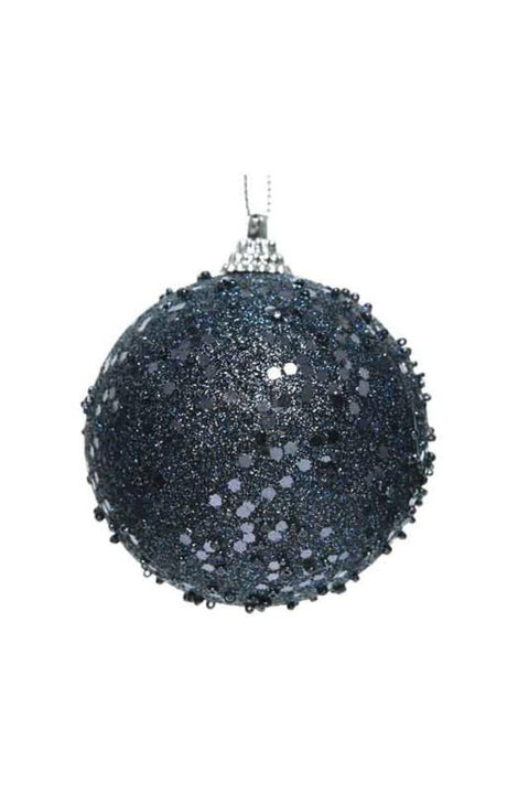 ORN, BALL WITH GLITTER BLUE