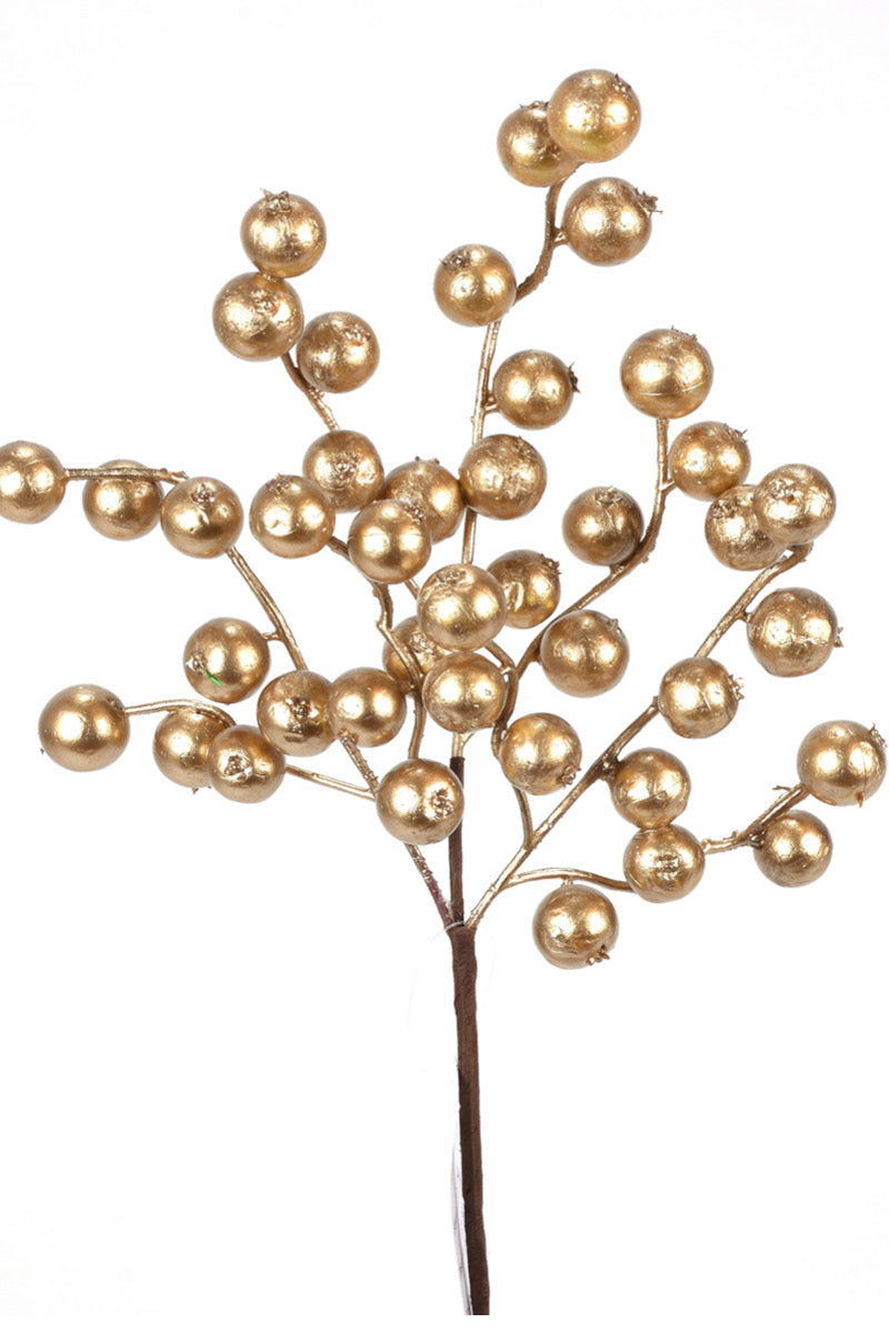 Faux Winter Crabapple Pick 12" Champagne Gold