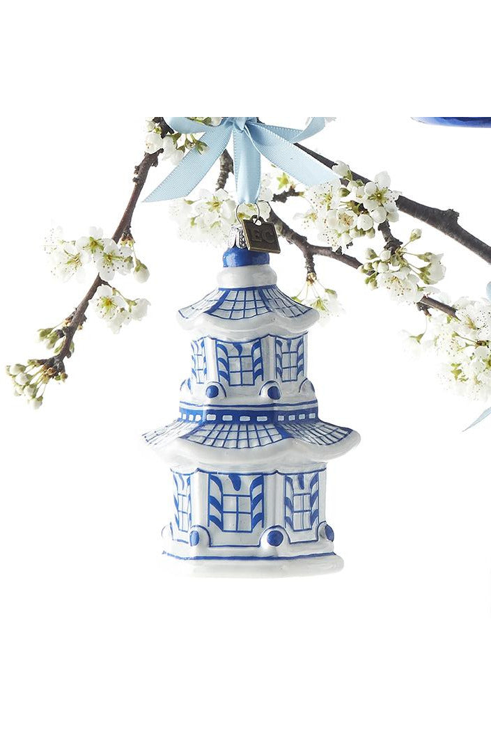 Pagoda Ornament 4.25" Blue