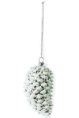 Pine Cone Ornament 4" Silver White