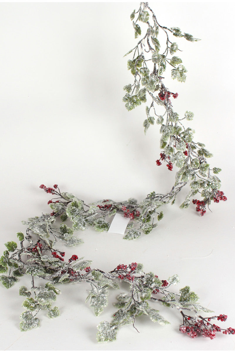 GARLAND, 6' SNOW IVY BERRY