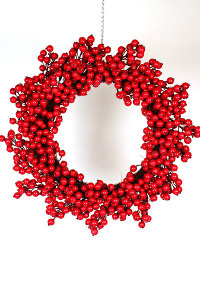 Faux Weather Resistant Crabapple Wreath 20" Red