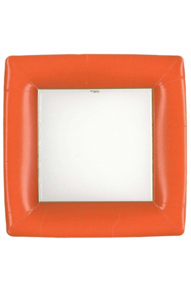 Caspari Grosgrain Square Dinner Plates Deep Orange