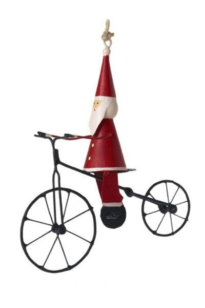 Ornament, Bicycle Santa 5"X 5.25"