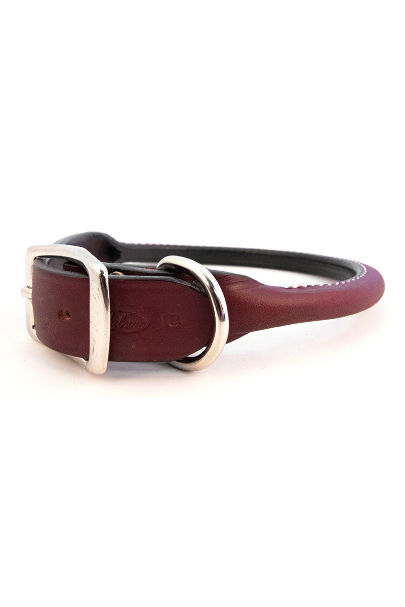 Auburn Rolled Leather Collar 10" Black