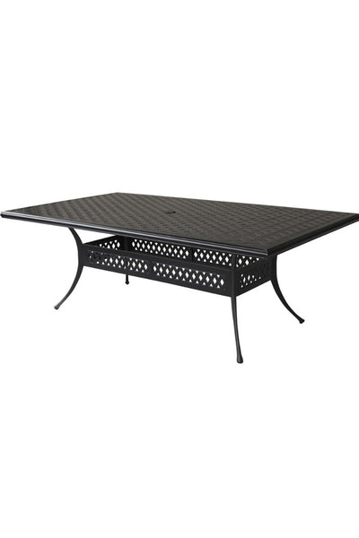 Alfresco Bonita Weave Rectangular Die Cast Aluminum Dining Table with Umbrella Hole 86" x 46"