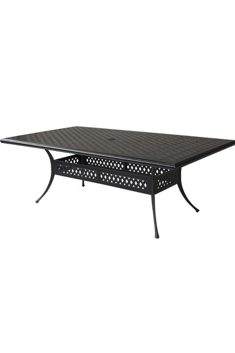 Alfresco Bonita Weave Rectangular Die Cast Aluminum Dining Table with Umbrella Hole 86" x 46"