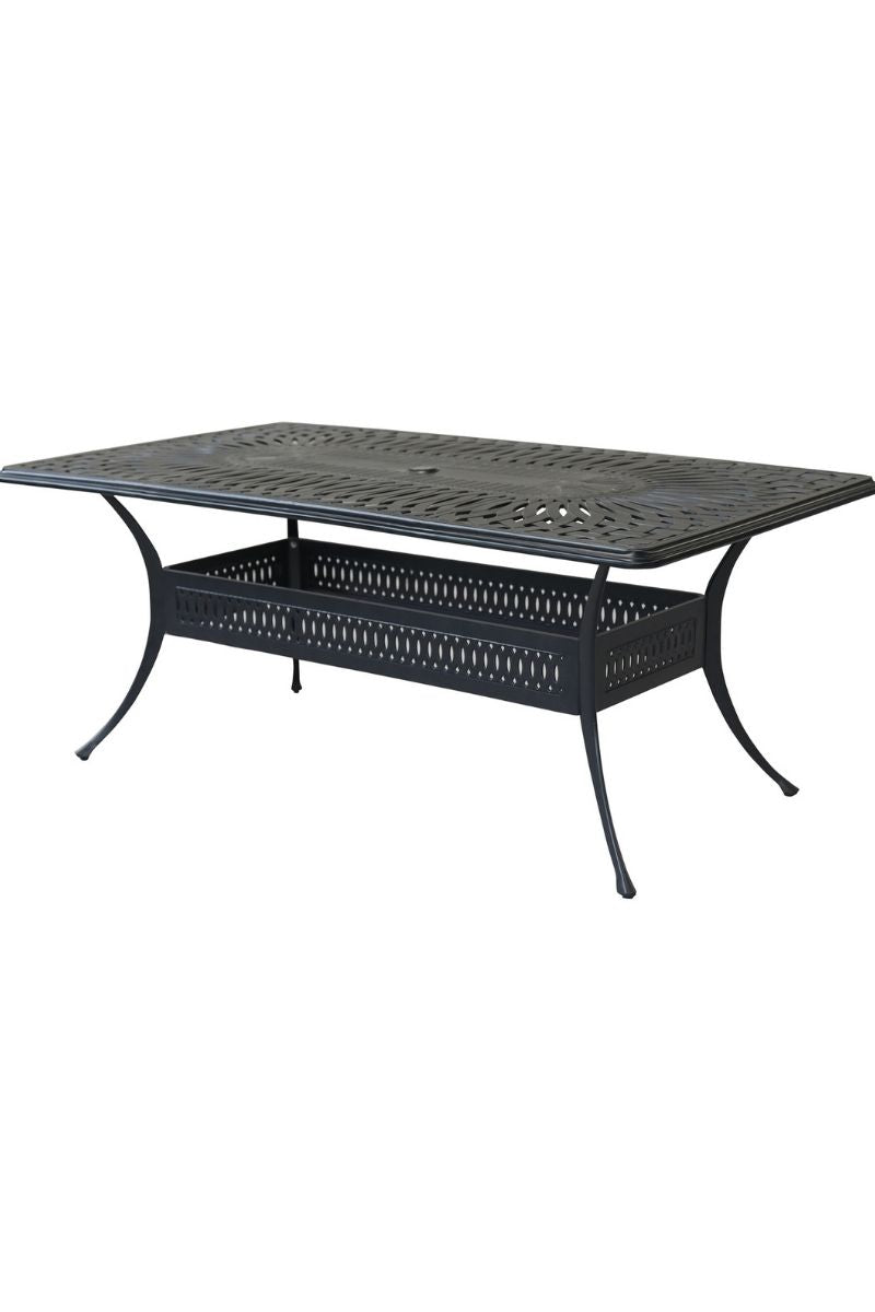 Alfresco Toscana Cast Aluminum Dining Table with Umbrella Hole 72" x 42"