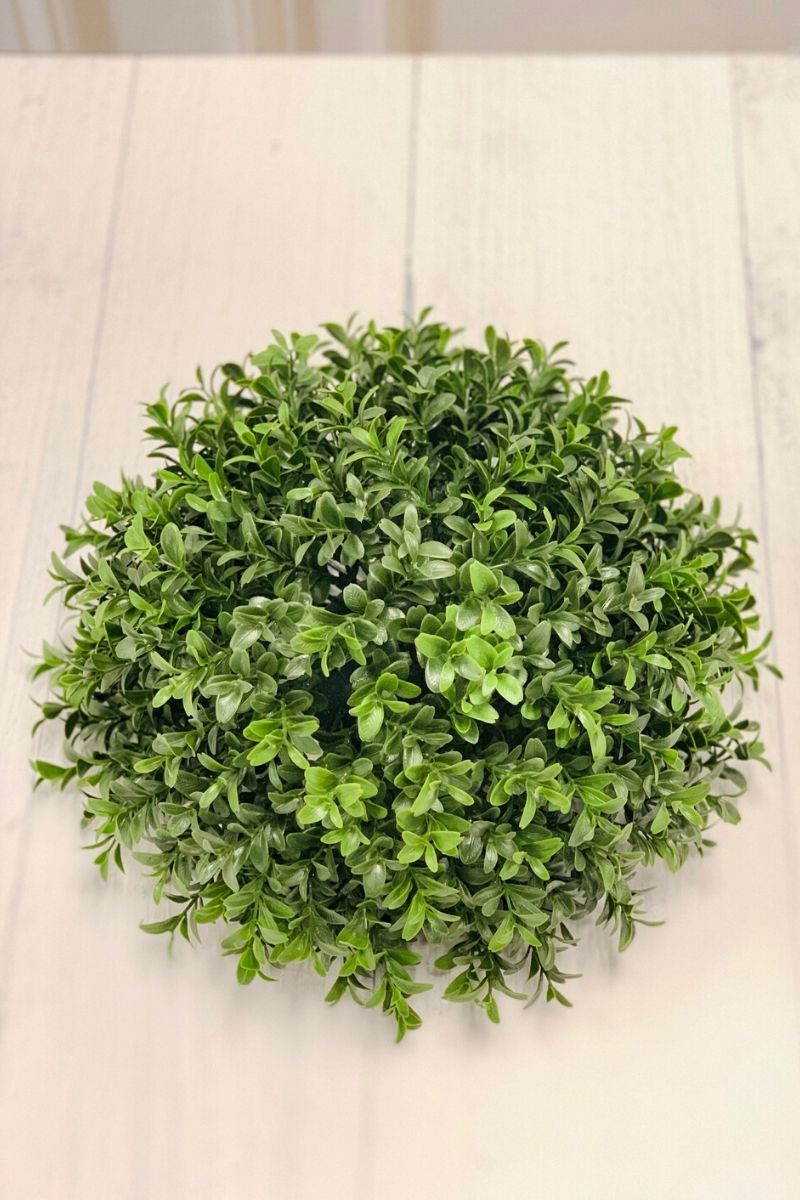 Faux Boxwood Half Ball 13" Two Tone Green