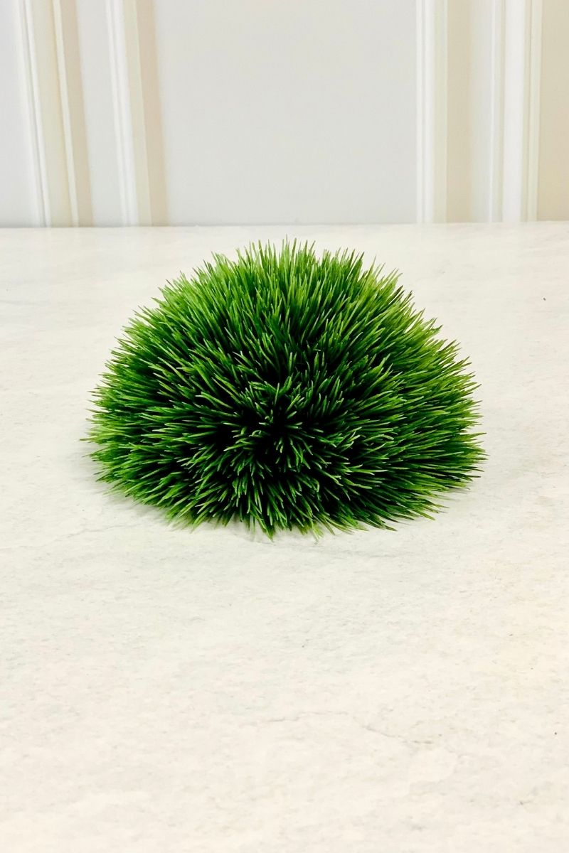 Faux Pine Grass Half Dome 7" Green