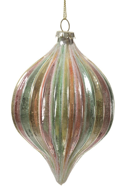 Orn Finial Glass Pastel 4"