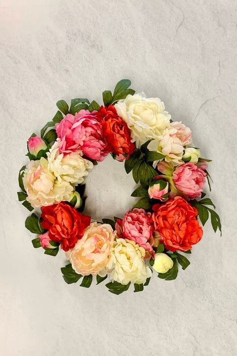 Silk Wreath Peony 22" Pe& Cream