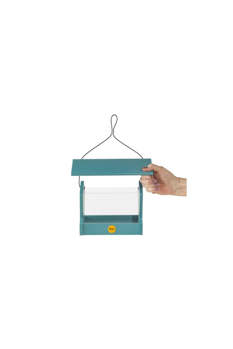 Birds Choice Medium Hopper Recycled Plastic Bird Feeder Lake Blue