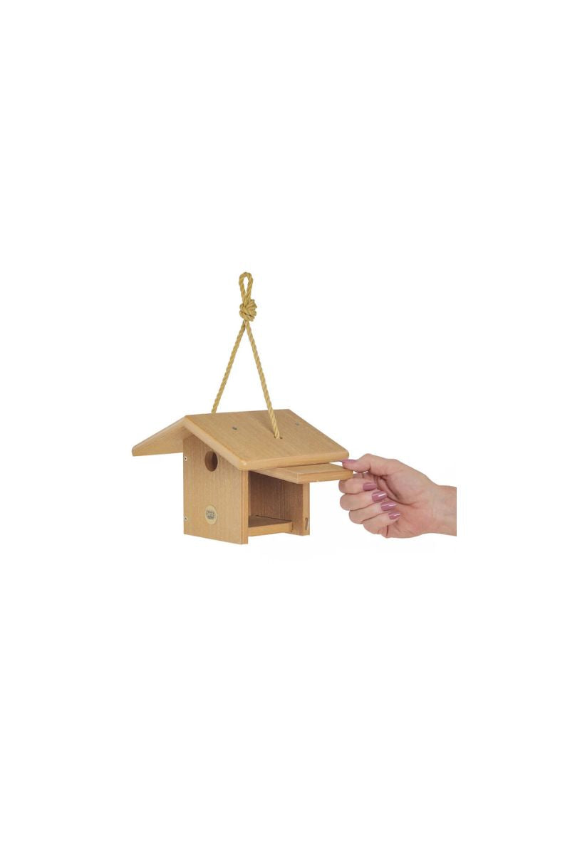 Birds Choice Modern Farmhouse Hopper Feeder Small Natural Teak