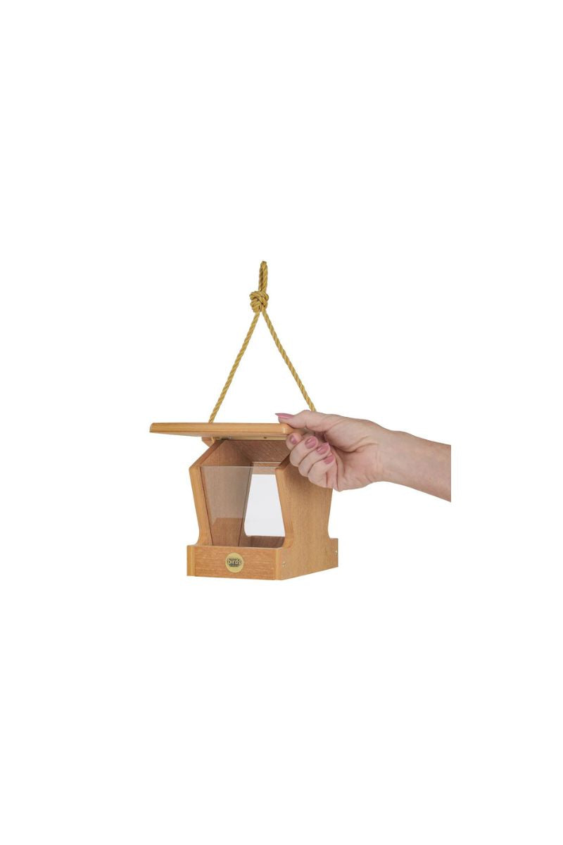 Birds Choice Modern Farmhouse Hopper Feeder Small Natural Teak