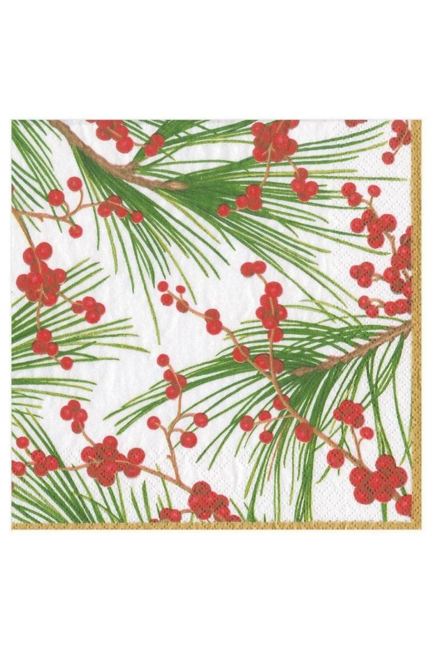 Caspari Berries and Pine Luncheon Napkins