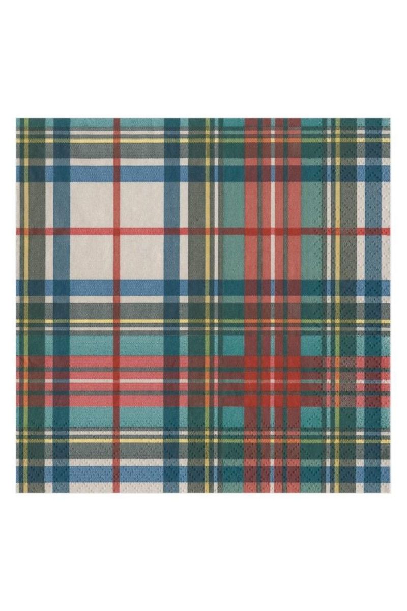 Caspari Dress Stewart Tartan Cocktail Napkins