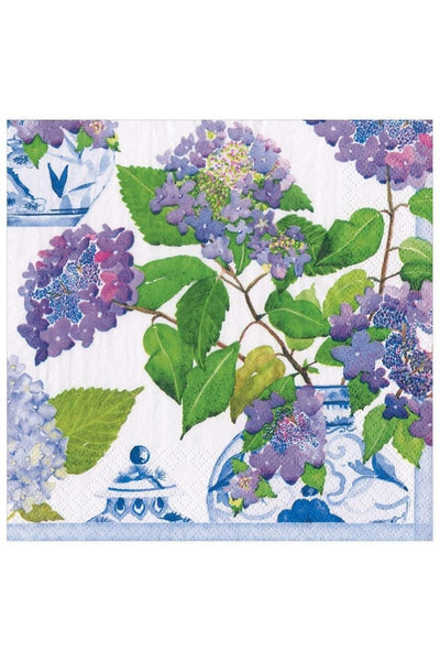 Caspari Hydrangeas and Porcelain Dinner Napkins