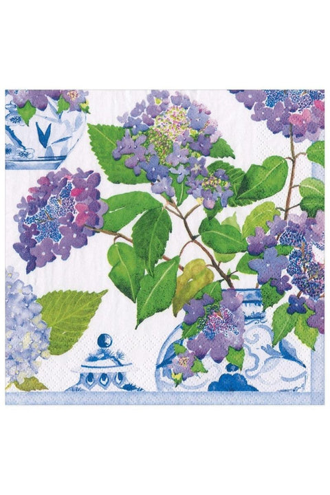 Caspari Hydrangeas and Porcelain Dinner Napkins