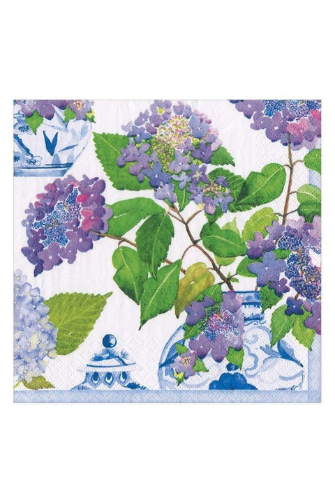 Caspari Hydrangeas and Porcelain Luncheon Napkins