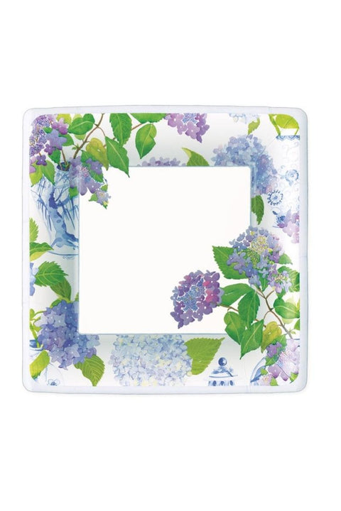 Caspari Summer Hydrangeas and Porcelain Paper Salad Plates