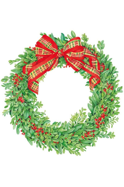 Caspari Boxwood and Berries Wreath Die-Cut Paper Placemats