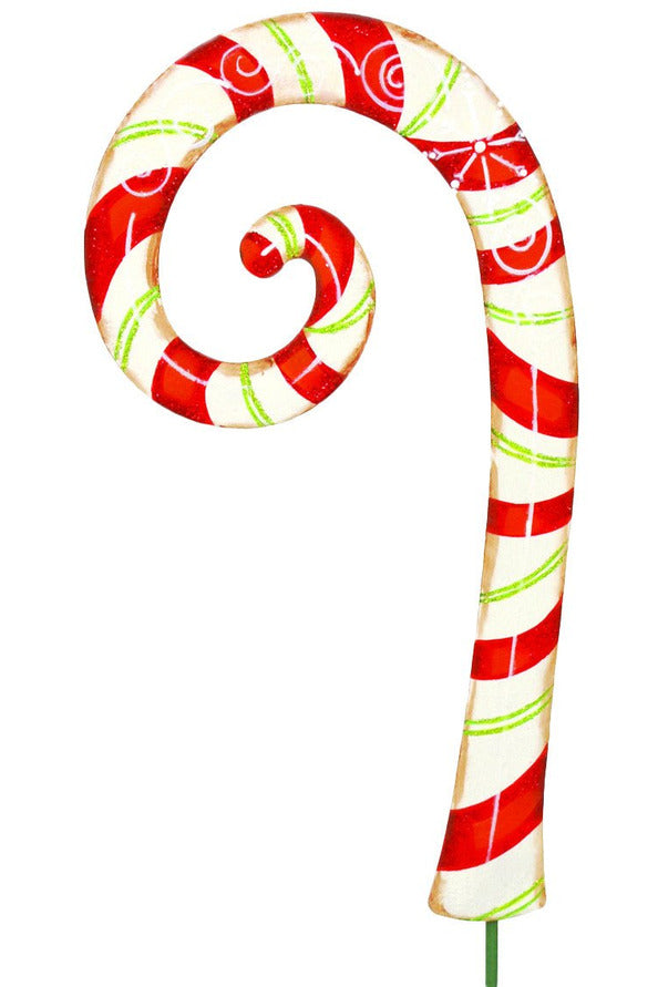 Round Top Candy Cane with Curl 13"