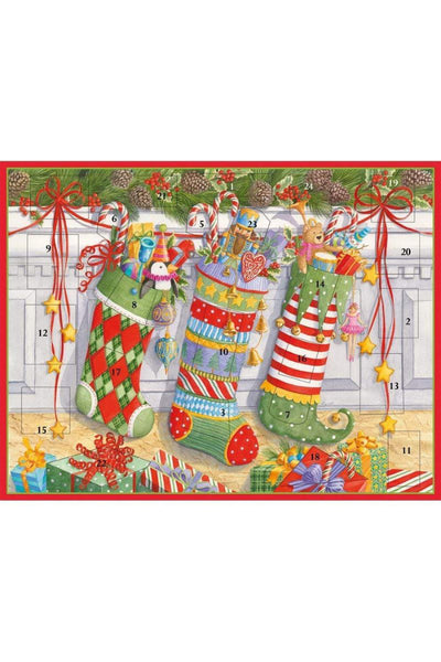 Caspari Stockings on the Mantle Advent Calendar Greeting Card