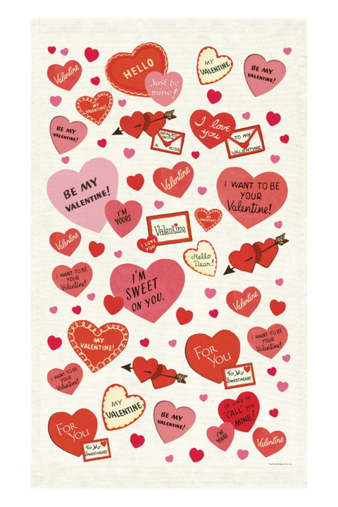 Cavallini & Co. Valentine Tea Towel Hearts