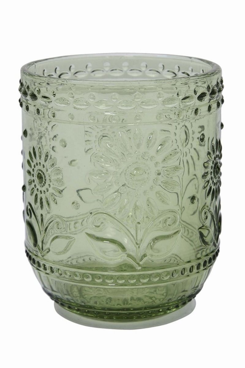 Creative Co-Op Embossed Drinking Glass