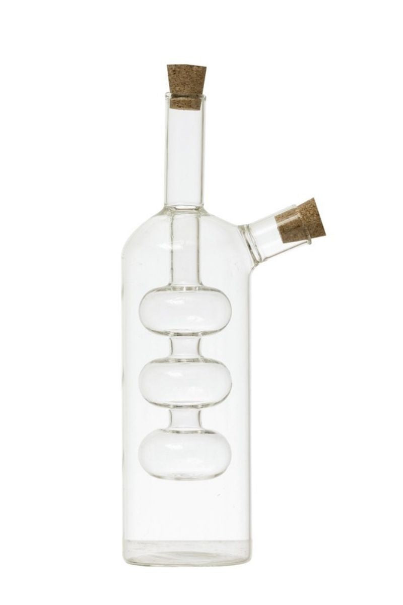 Creative Co-Op Oil and Vinegar Cruet Glass with Cork Stoppers