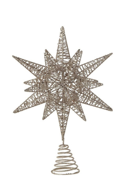 Tree Topper Star Metal with Glitter