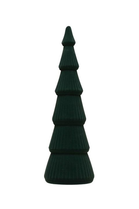 FLOCKED WOOD TREE GREEN 18.75"