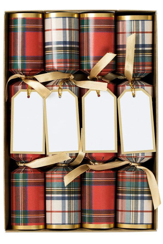 Caspari Stewart Tartan Christmas Crackers 8 Pack