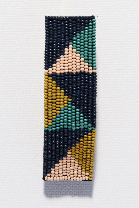 BARRETTE, TEAL NAVY CITRON TRI