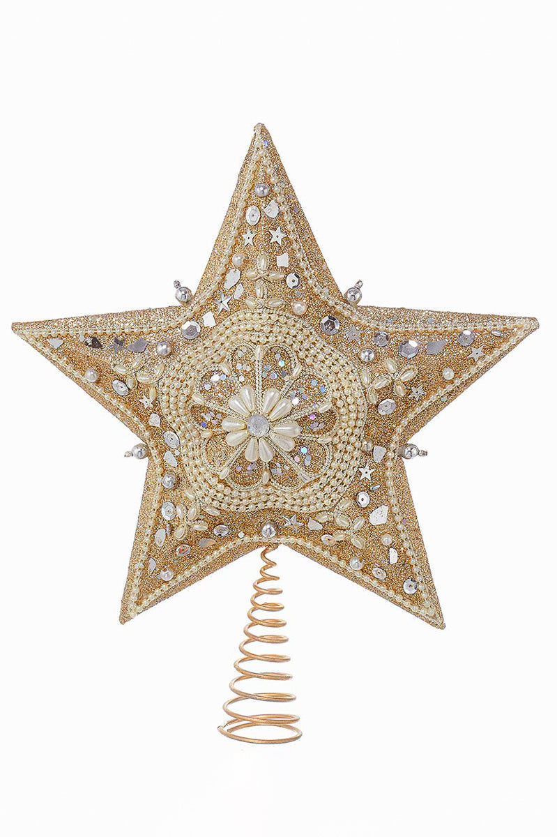 Un-Lit Platinum Star With Glitter Treetop 13.5"