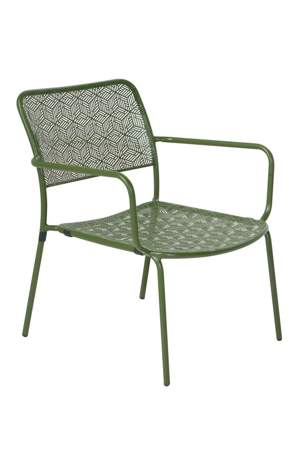 Alfresco Martini Iron Low Profile Stackable Lounge Chair Moss