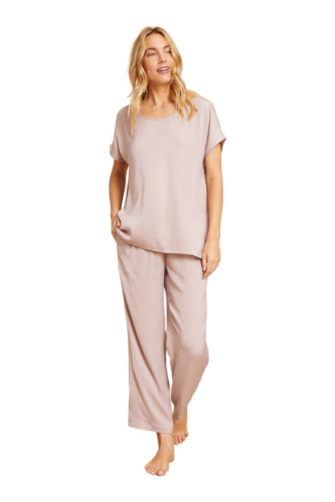 SET, SATIN TEE/PANT FEATHER MD