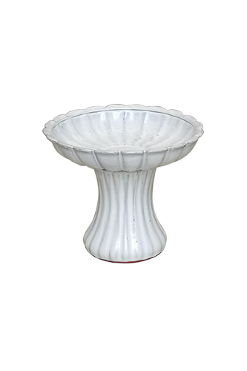 Lotus Bird Bath Glazed Blossom Dark White