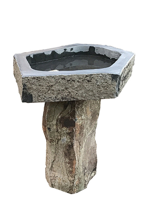 BIRDBATH POLISHED BASALT 13"