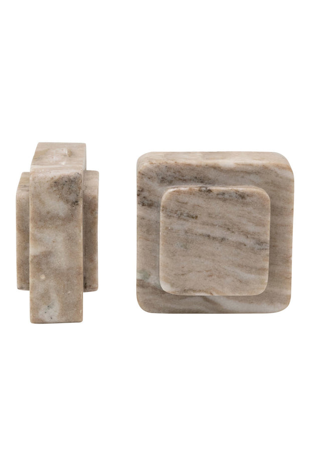 Marble Bookends, Beige Set