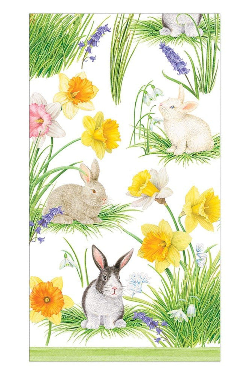 Caspari Bunnies And Daffodils Guest Towels - 15 Per Package
