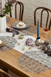 Chilewich Pressed Daisy Placemat Round 14" Gunmetal