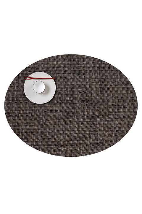 Chilewich Mini Basketweave Placemat Oval 14"x19.25" Dark Walnut