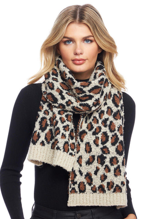 Leopard Knit Scarf Snow Leopard