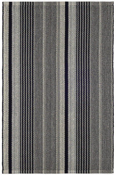 Dash & Albert Alfie Ticking Black Handwoven Cotton Rug 2x3