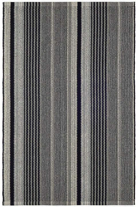 Dash & Albert Alfie Ticking Black Handwoven Cotton Rug 2x3