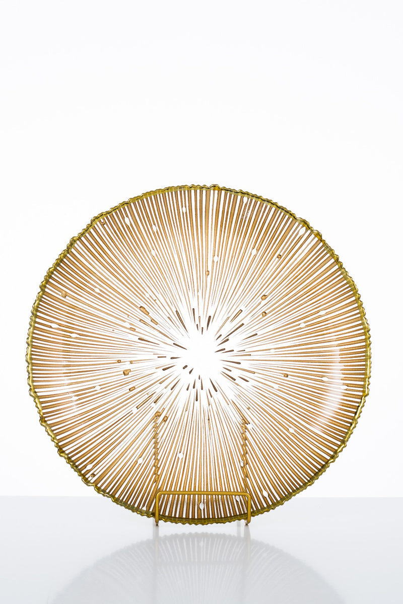 Glass Plate And Stand Gold