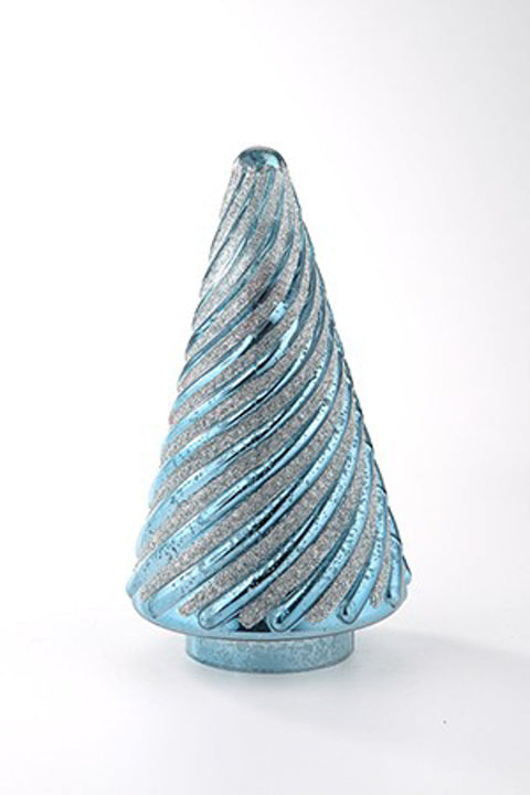 GLASS XMAS TREE BLUE 9.5"x 6"